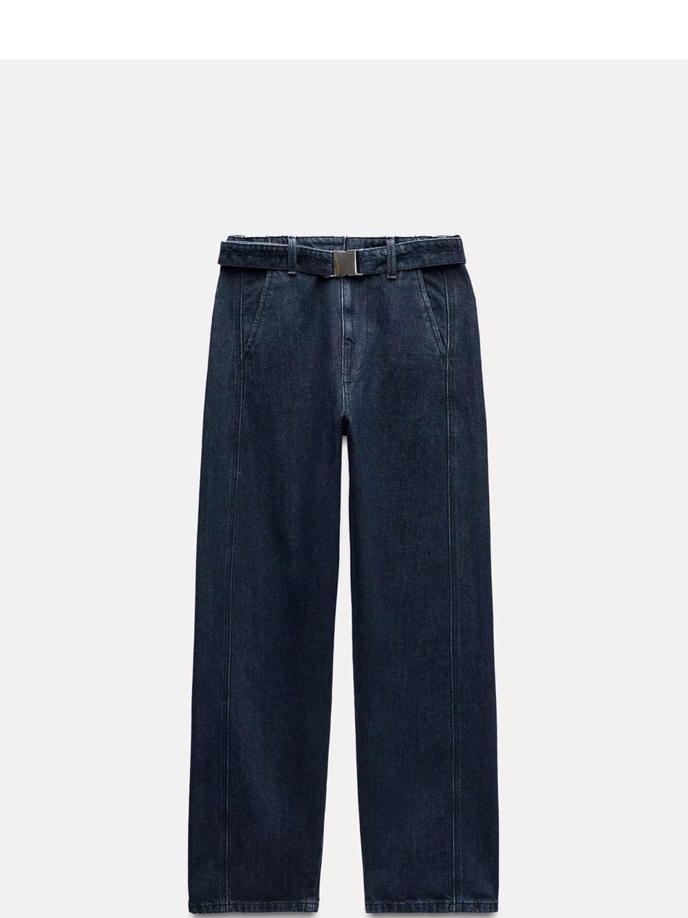 Zara Navy  Wide-Leg Jeans with Utility Belt